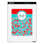 Turquoise, Red, White Damask iPad 1 Skin Skin For iPad