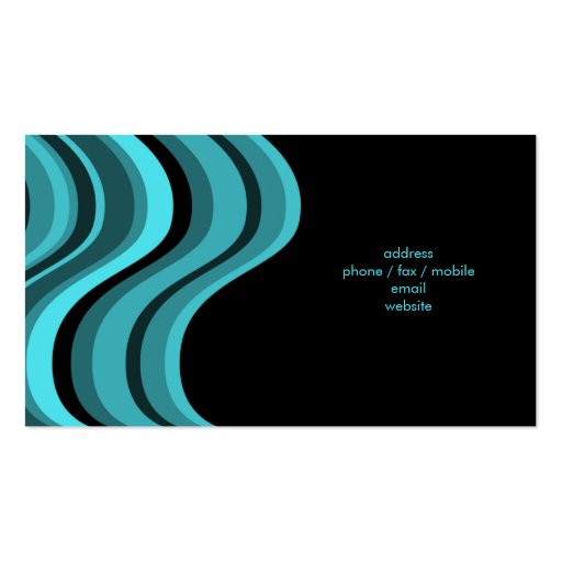 Turquoise Retro Wave Business Card Template (back side)