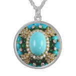 Turquoise Rhinestone Vintage Costume Jewelry Charm