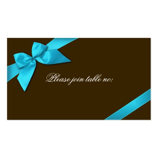 Turquoise Ribbon Guest Table Place Card Business Card (front side)