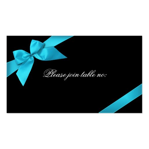 Turquoise Ribbon Guest Table Place Card Business Card Template (front side)
