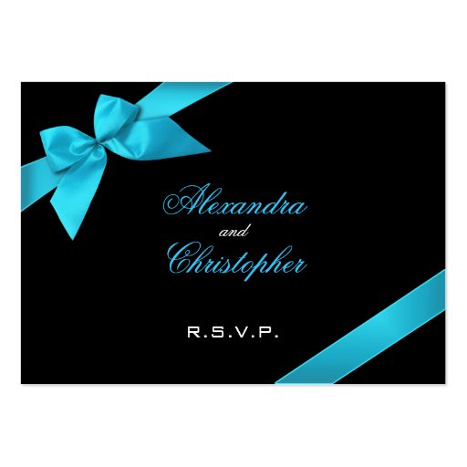 Turquoise Ribbon RSVP Minicard Business Card Templates (front side)