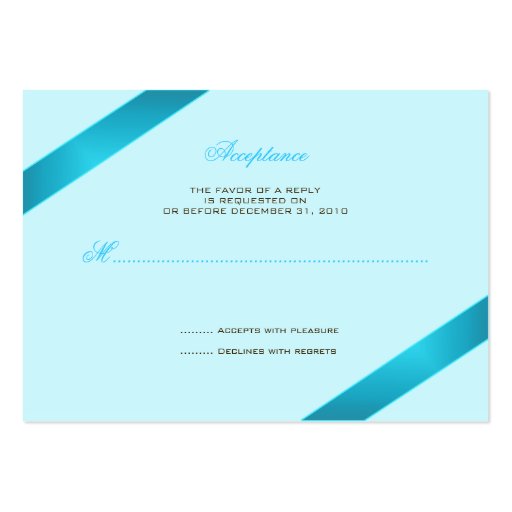 Turquoise Ribbon RSVP Minicard Business Card Templates (back side)