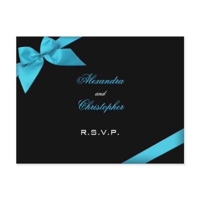 Turquoise Ribbon RSVP Post Card