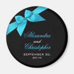 Turquoise Ribbon Save The Date Wedding Announce Magnets