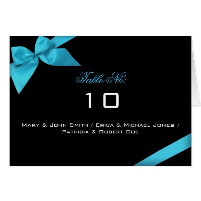 Turquoise Ribbon Table Place Card