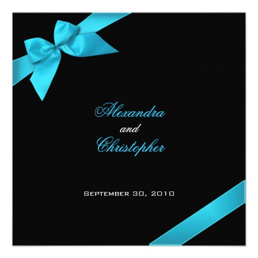 Turquoise Ribbon Wedding Invitation Announcement