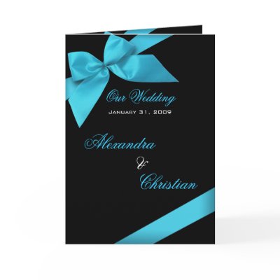 Turquoise Ribbon Wedding Invitation Announcement Greeting Cards