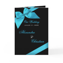 Turquoise Ribbon Wedding Invitation Announcement cards by Ruxique Turquoise Ribbon Wedding Invitation Announcement cards