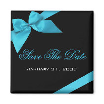 Turquoise Ribbon Wedding Invitation Save The Date magnets by Ruxique Turquoise Ribbon Wedding Invitation Save The Date magnets