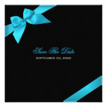 Turquoise Ribbon Wedding Save The Date Custom Announcements