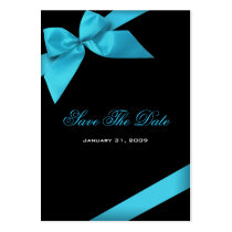 Turquoise Ribbon Wedding Save The Date MiniCard business cards by Ruxique Turquoise Ribbon Wedding Save The Date MiniCard business cards