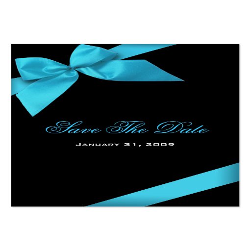 Turquoise Ribbon Wedding Save The Date MiniCard Business Card