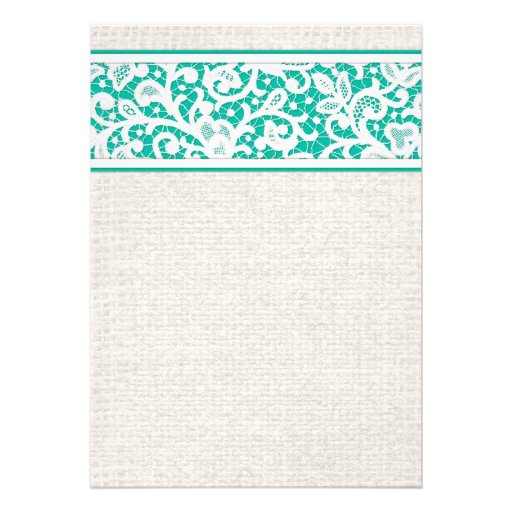 Turquoise Rustic Burlap Linen Bridal Shower Invite