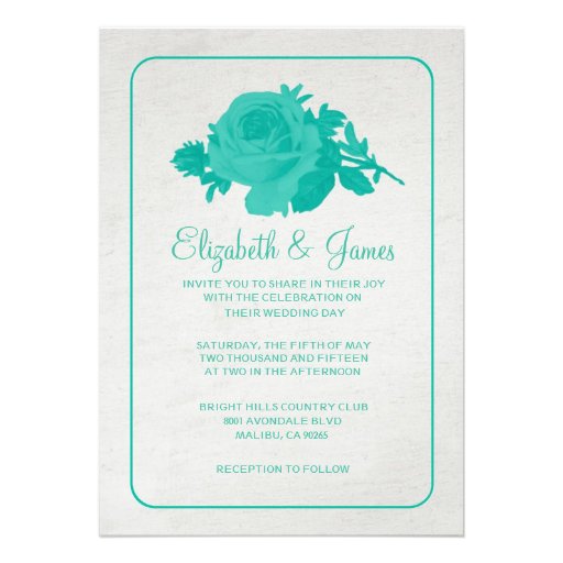 Turquoise Rustic Floral/Flower Wedding Invitations