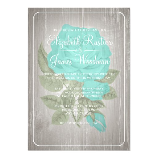 Turquoise Rustic Floral Wedding Invitations