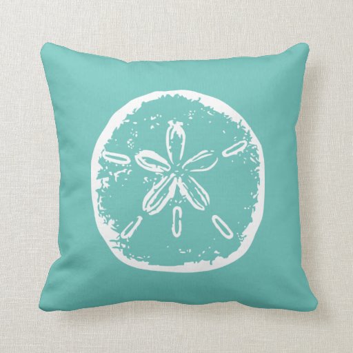 Turquoise sand dollar beach decor throw pillow Zazzle
