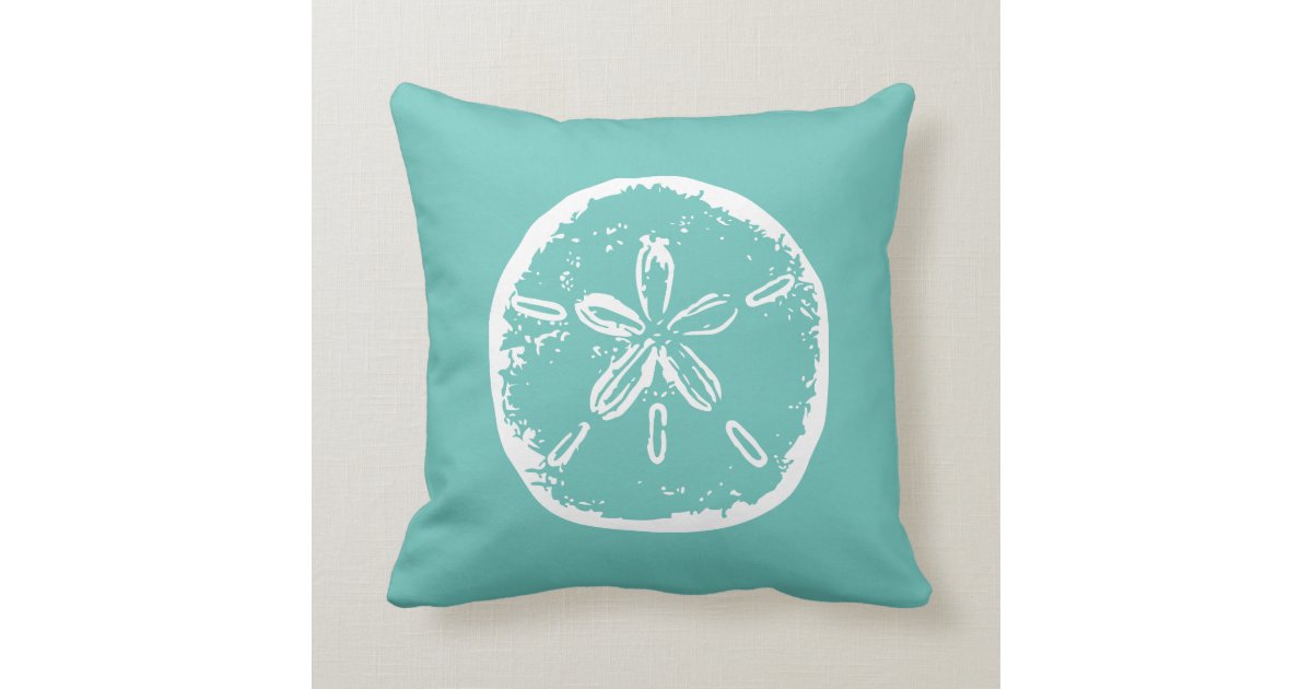 Turquoise sand dollar beach decor throw pillow Zazzle