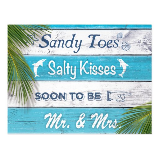 Turquoise Sandy Toes Salty Kisses Save The Date Postcard Zazzle