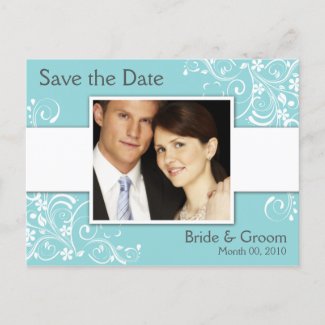 Turquoise Save the Date Photo Postcards