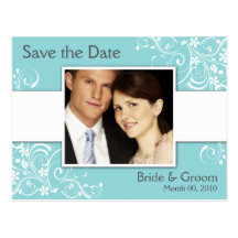 Turquoise Save the Date Photo Postcards