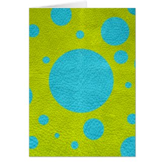 Turquoise Scattered Spots on Lime Leather Texture Card