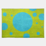 Turquoise Scattered Spots on Lime Leather Texture placemats