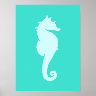 Turquoise Sea Horse Print