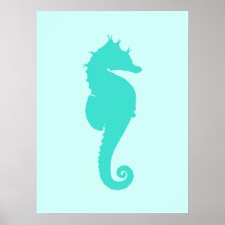 Turquoise Seahorse Print