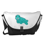 Turquoise seal pup courier bag