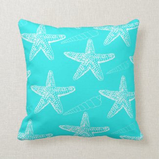 Turquoise Seashell Pillow