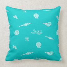 Turquoise Seashells and Starfish Pillow
