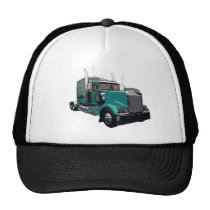 Turquoise Semi Truck Mesh Hats