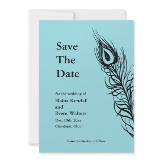 Turquoise Shake your Tail Feathers Save the Date zazzle_invitation