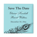 Turquoise Shake your Tail Feathers Save the Date Fridge Magnet