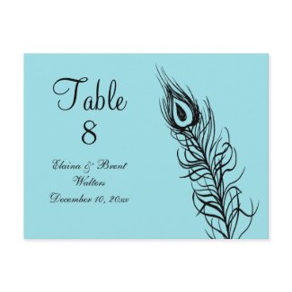 Turquoise Shake your Tail Feathers Table Number zazzle_postcard