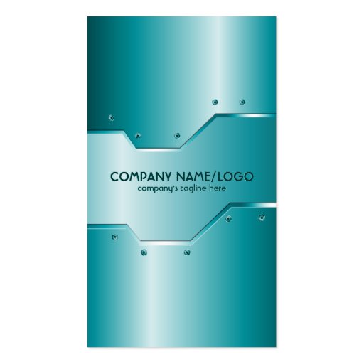 Turquoise Shiny Metallic Embossed Look Business Card Templates (front side)