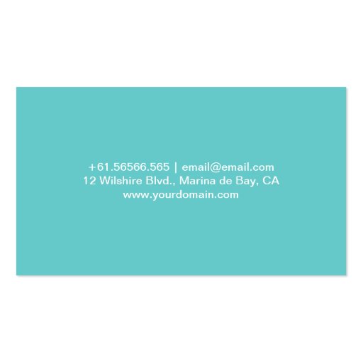 Turquoise Simple Monogram Business Card (back side)