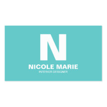 Turquoise Simple Monogram Business Card