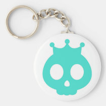 Turquoise Skull with Crown Cartoon Keychain keychains