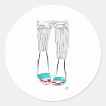 shoe, minimalist, illustration, slippers, feet, girl, morning, sandals, woman, turquoise, fashion, legs, artsprojekt, Adesivo com design gráfico personalizado
