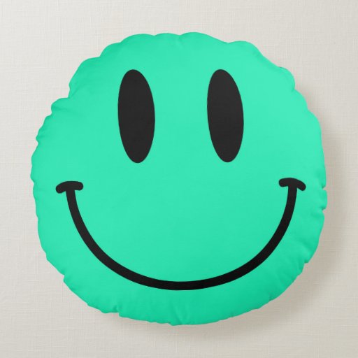 Turquoise Smiley Face Round Throw Pillow Zazzle