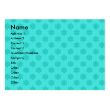 Turquoise snowflake pattern business card template