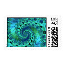 Turquoise Spiral Shell Fractal Stamp