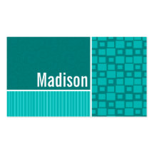 Turquoise Squares; Retro Square Business Card Templates