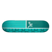 Turquoise Squares; Retro Square Custom Skate Board