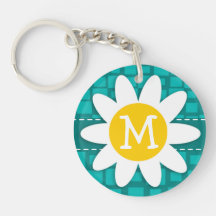 Turquoise Squares; Retro Square; Daisy Key Chain