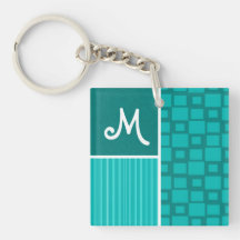 Turquoise Squares; Retro Square Key Chain