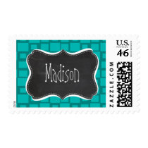 Turquoise Squares; Vintage Chalkboard Stamps