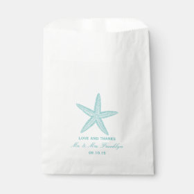Turquoise Starfish Beach Wedding Favor Bag